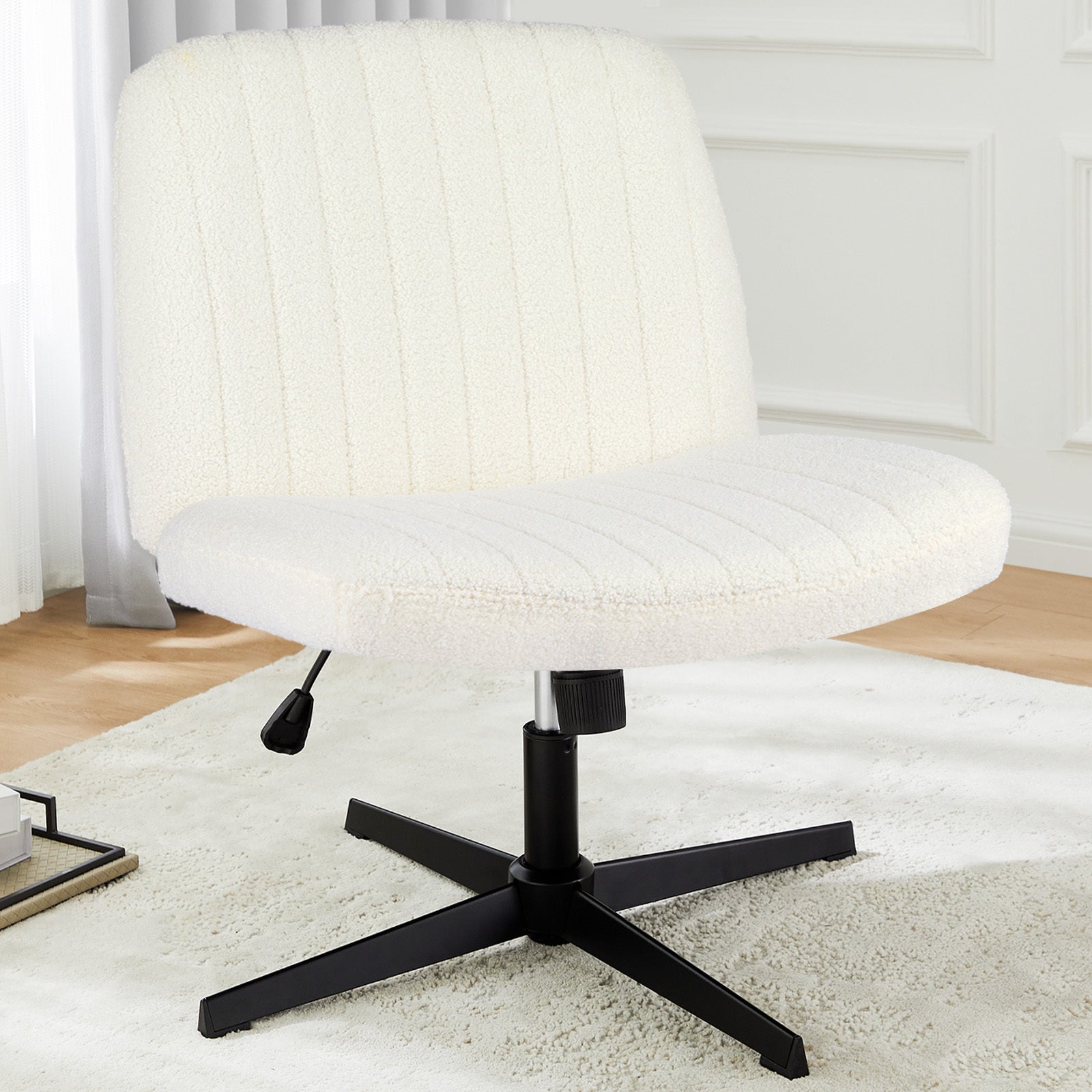 Cross-Legged Chair,No Wheels Armless Swivel Home Office Chair