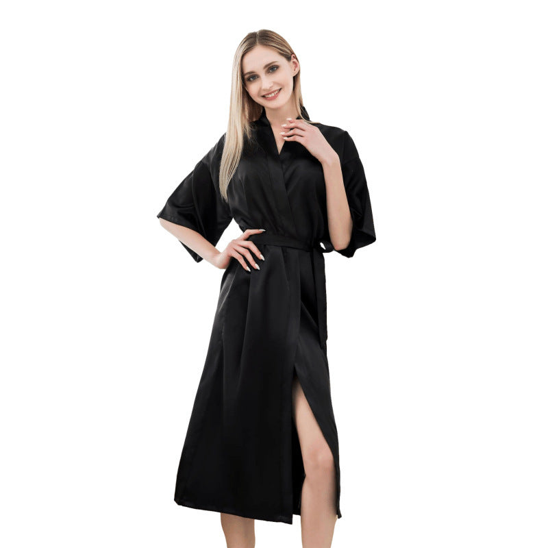 Satin Kimono Robes For Women Bride Long Robe Sleepwear