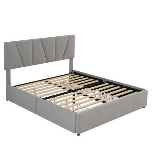 Decorated King-size Upholstered Platform Bed