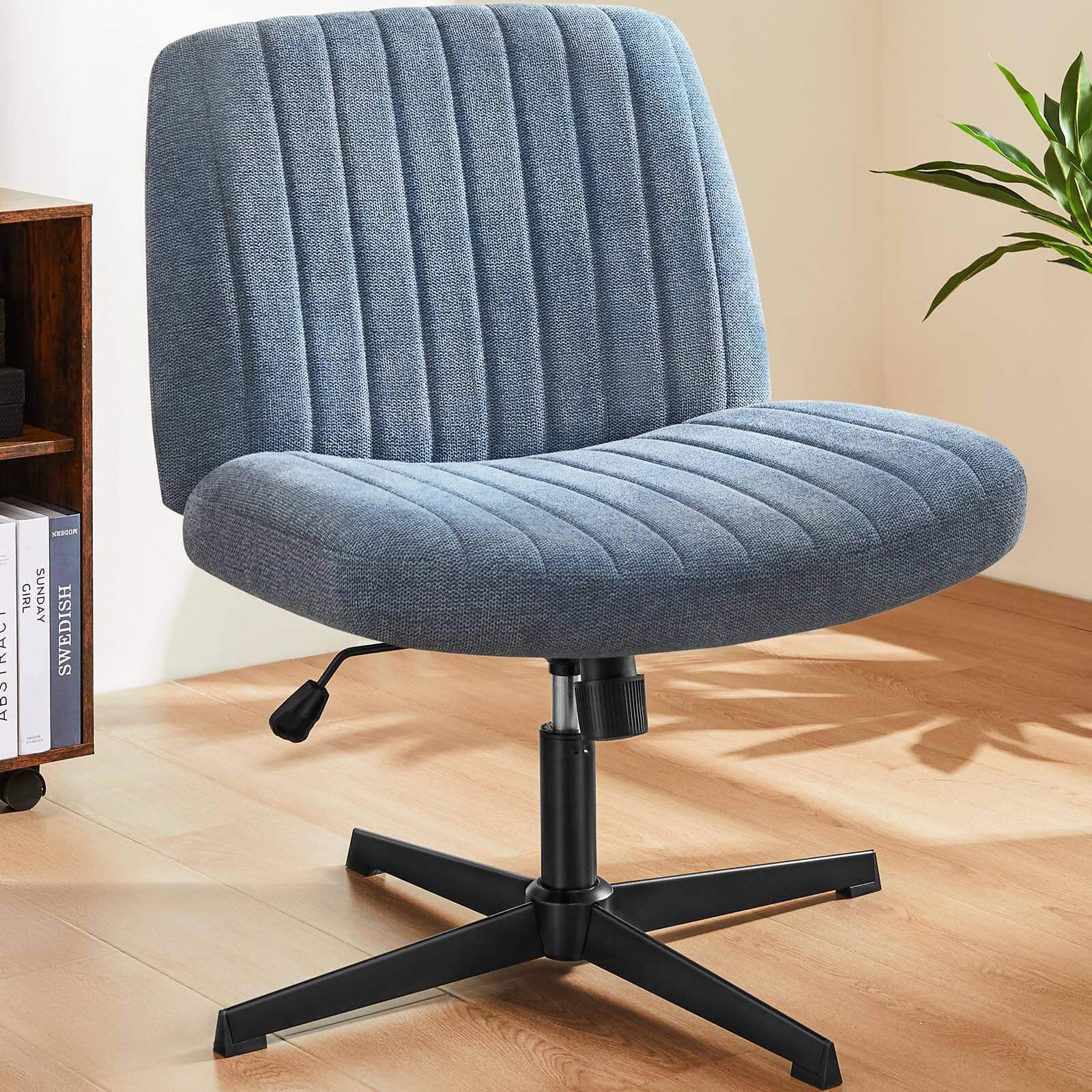 Cross-Legged Chair,No Wheels Armless Swivel Home Office Chair