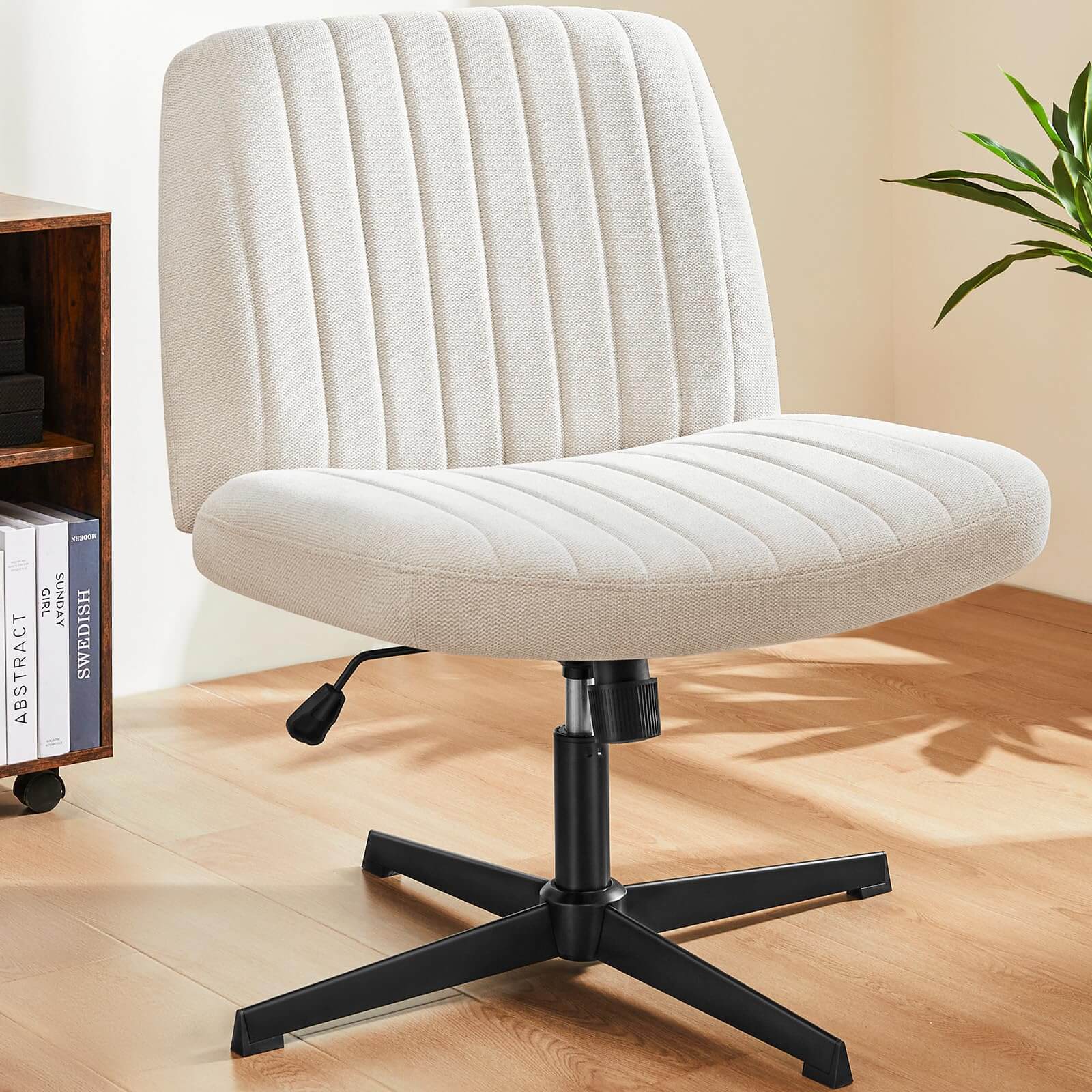 Cross-Legged Chair,No Wheels Armless Swivel Home Office Chair