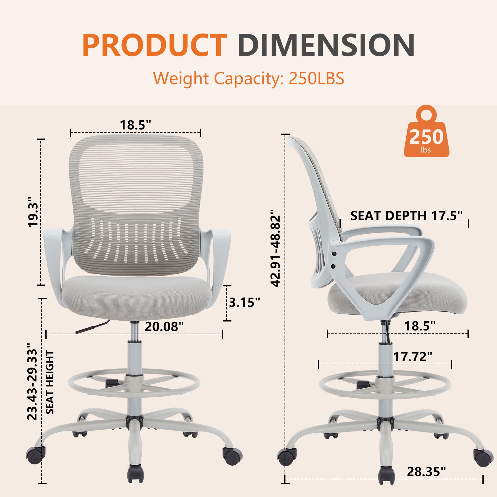 Standing Desk High Office Chair