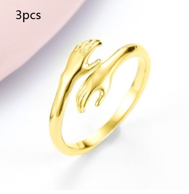 Adjustable Alloy Hands Hug Ring