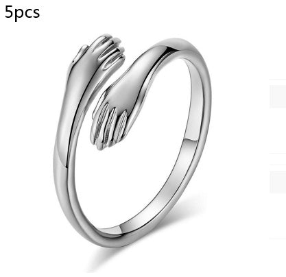 Adjustable Alloy Hands Hug Ring