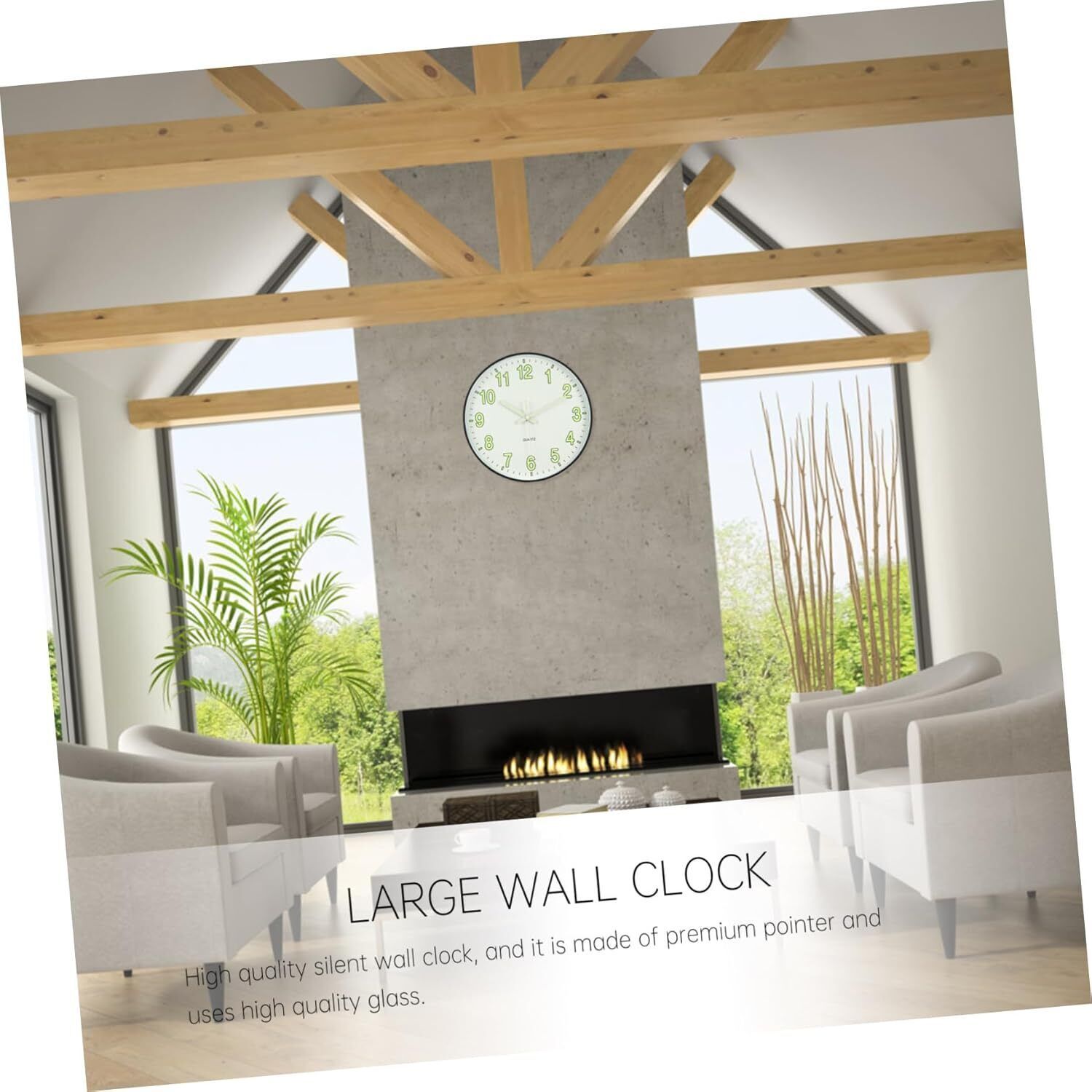 12'' Wall Clock Large Quartz Silent Luminous Glow In The Dark Indoor Home Office