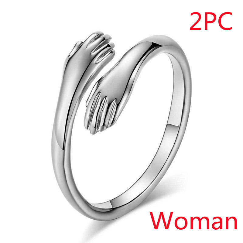 Adjustable Alloy Hands Hug Ring