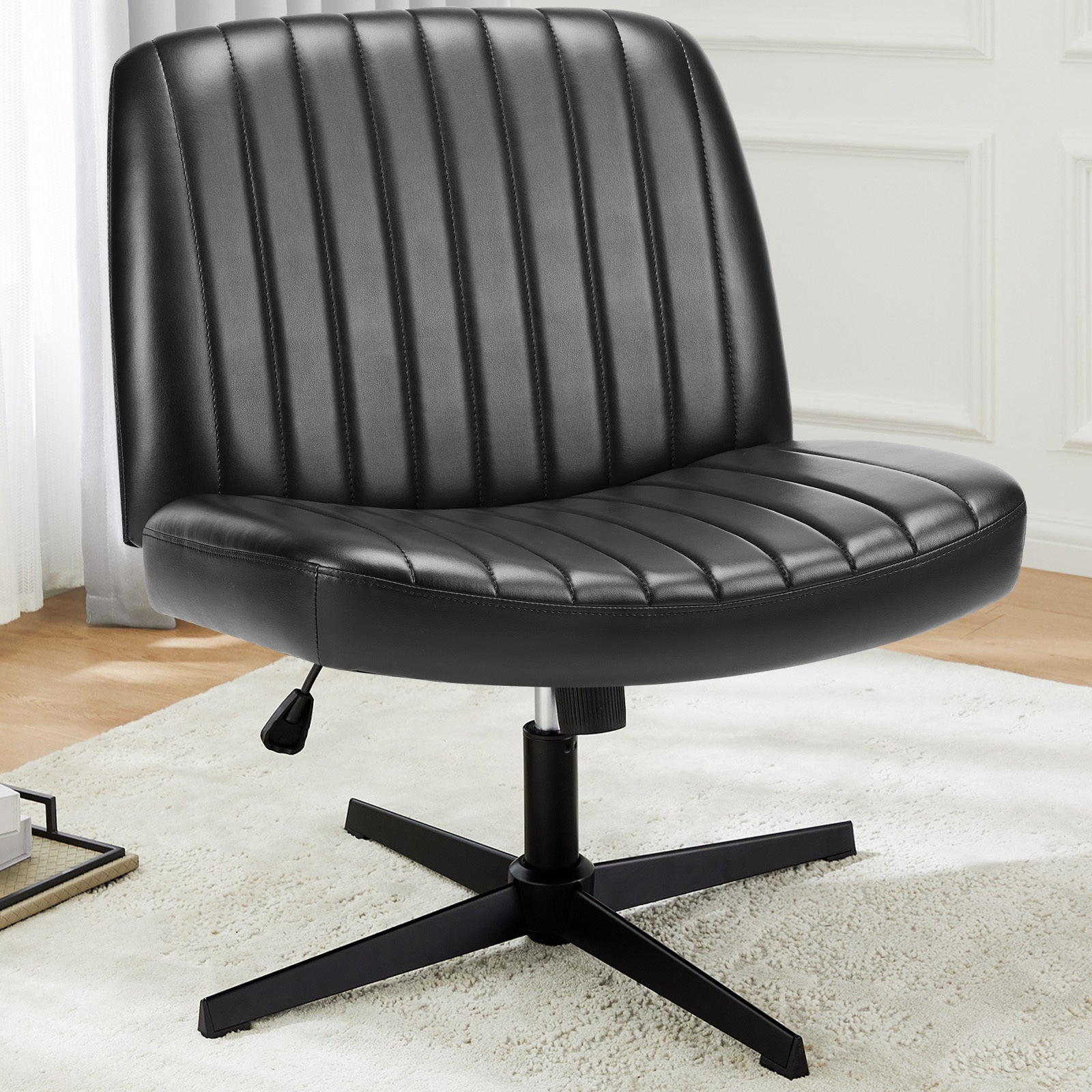 Cross-Legged Chair,No Wheels Armless Swivel Home Office Chair