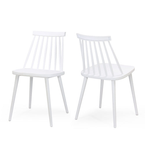 Farmhouse Spindle Back Dining Chairs, Set Of 2, White