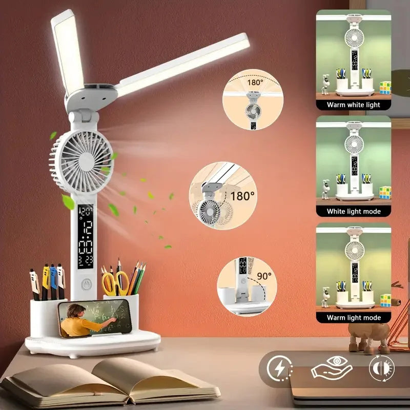 Foldable LED Desk Lamp with Fan