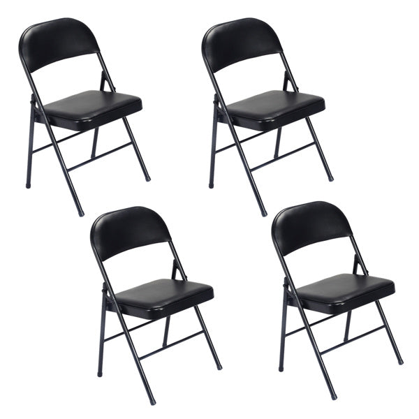 4 Foldable Leather Chairs In Black