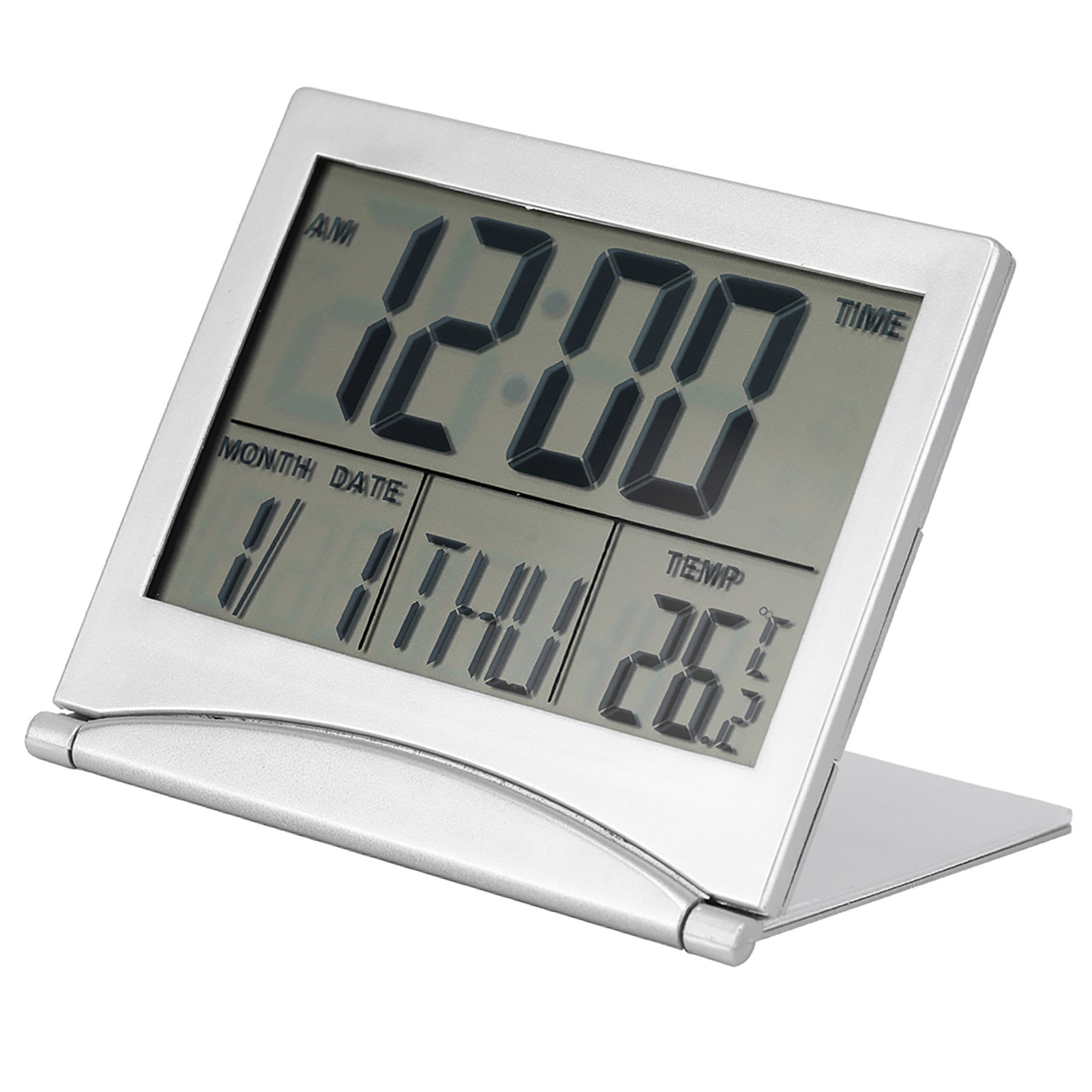 1Pc Portable Folding Travel Digital LED Alarm Clock Temperature Calendar Snooze