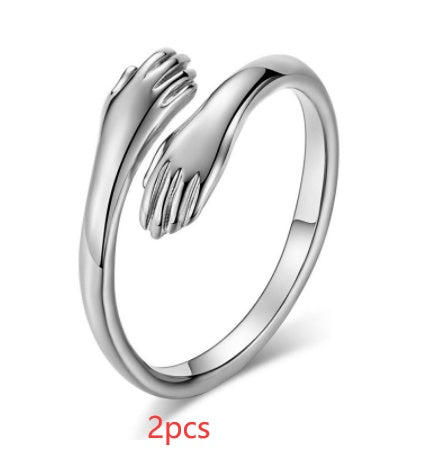 Adjustable Alloy Hands Hug Ring