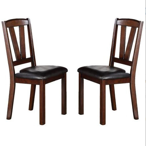 Dark Walnut Wood Framed Back Set Of 2 Dining Chairs Breakfast Kitchen Cushion Seats