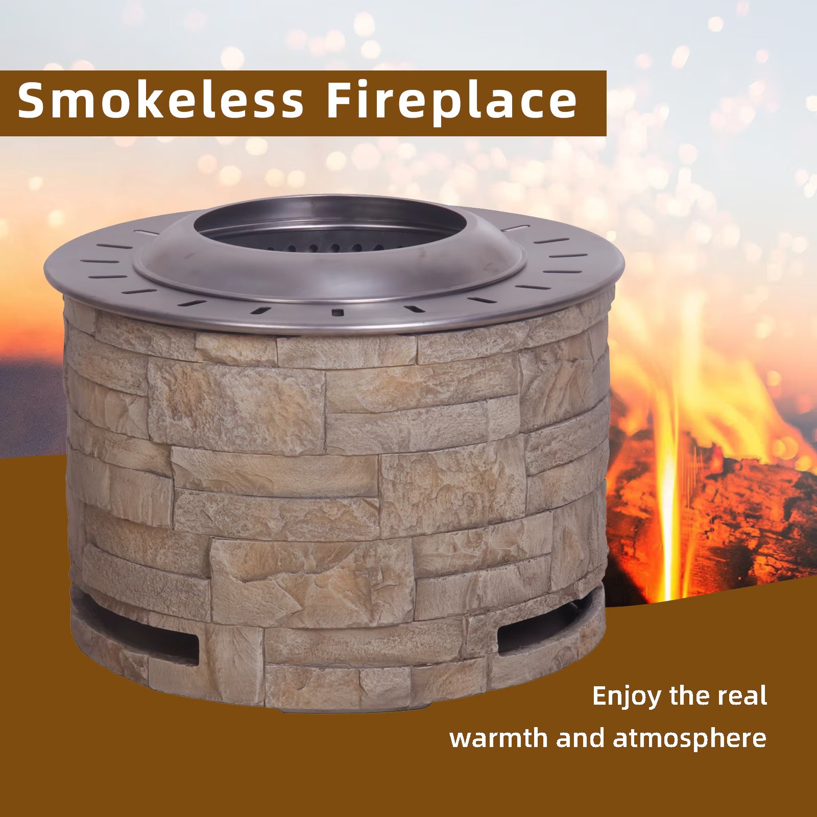 Stackstone Look Smokeless Firepit With Wood Pellet Twig Wood As The Fuel