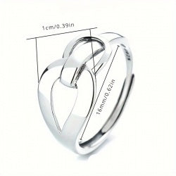 1pc Hypoallergenic Material S925 Silver Geometric Buckle Unique Simple And Generous Holiday Style Adjustable Split Ring Gift For Girlfriend About 2.4g