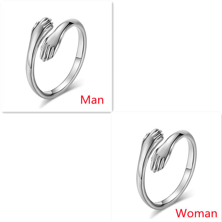 Adjustable Alloy Hands Hug Ring
