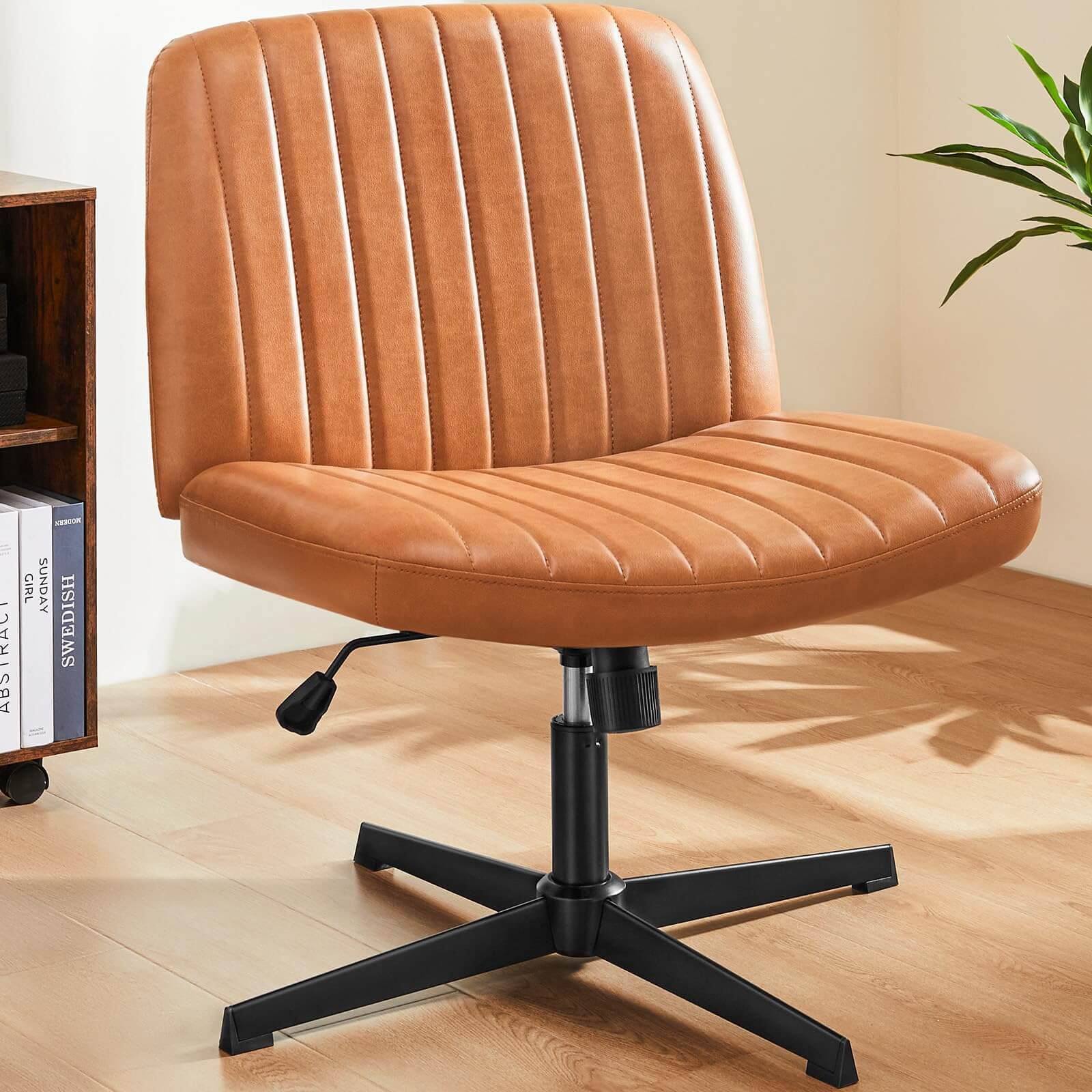 Cross-Legged Chair,No Wheels Armless Swivel Home Office Chair