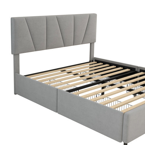 Decorated King-size Upholstered Platform Bed