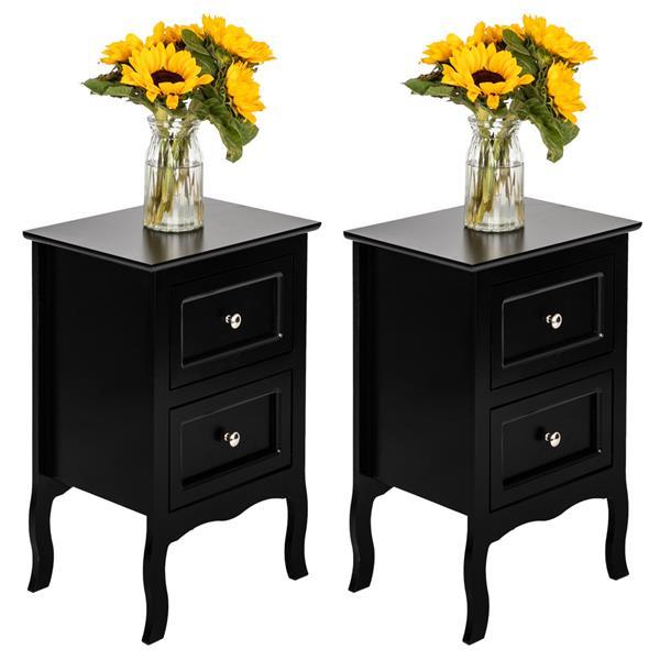 2pcs Country Style Two-Tier Night Tables Large Size Black