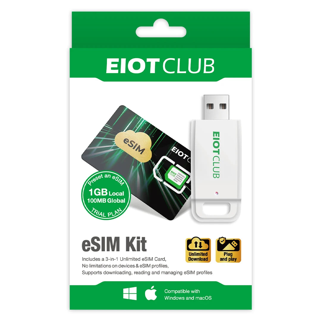 EIOTCLUB eSIM Card and eSIM Card Reader, Unlimited Download, Use in 200+ Countries, Physical eSIM Card for Travel and Business