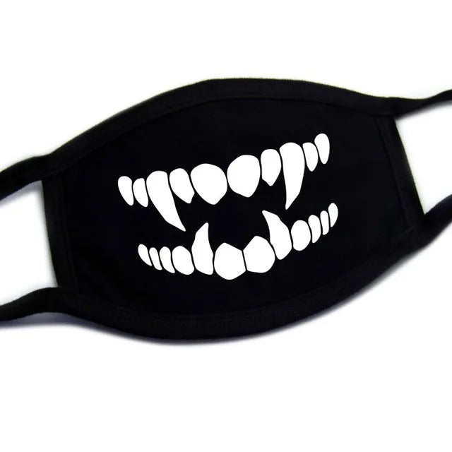 Super Cute Expression Smile Breathable Mouth Face Mask For Korean Black Kpop Unisex Kawaii Face Mouth Muffle Mask Cotton Anime