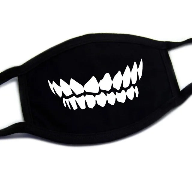 Super Cute Expression Smile Breathable Mouth Face Mask For Korean Black Kpop Unisex Kawaii Face Mouth Muffle Mask Cotton Anime