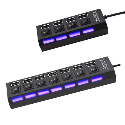 USB 2.0 Hub with Power Adapter and Switch