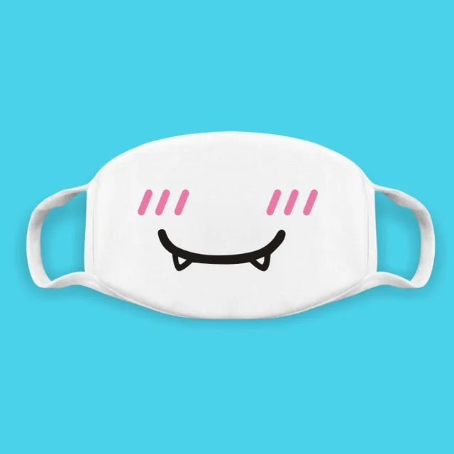 Super Cute Expression Smile Breathable Mouth Face Mask For Korean Black Kpop Unisex Kawaii Face Mouth Muffle Mask Cotton Anime