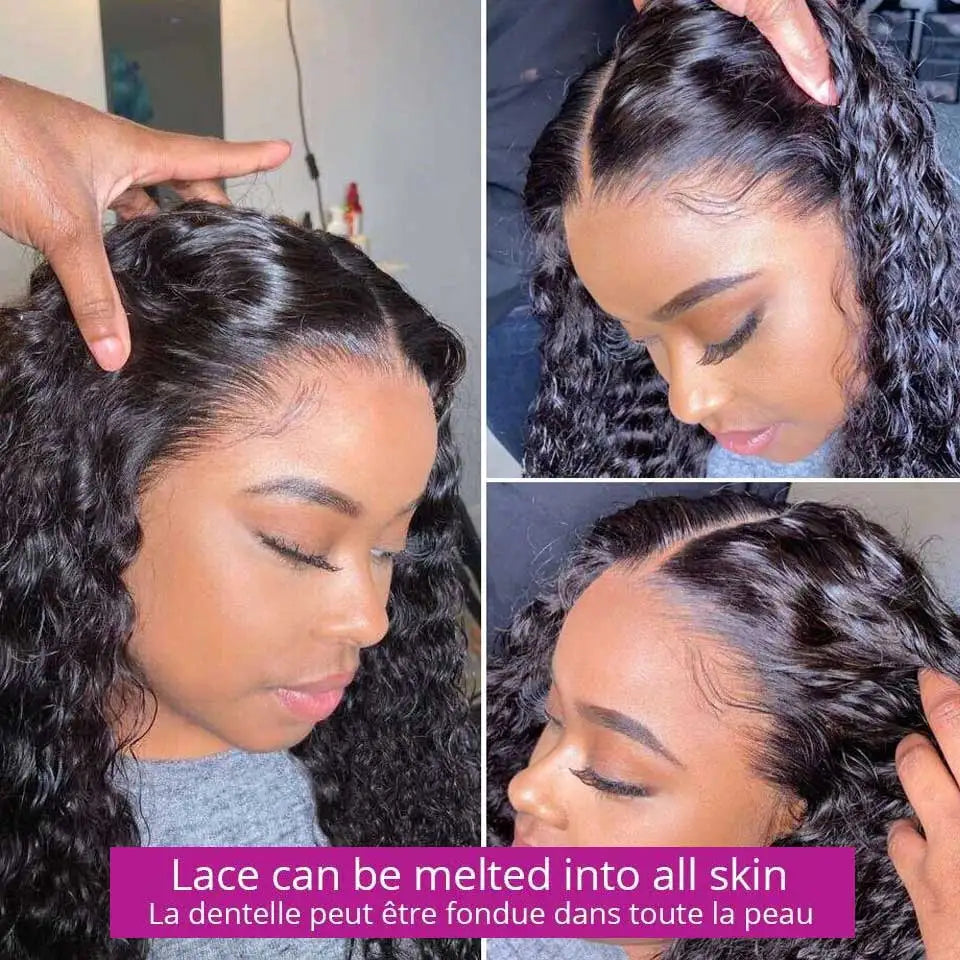 Water Wave Human Hair Wigs HD 13X6 Lace Frontal Wigs For Women  Pre plucked Water Wave Lace Front Wigs 180%