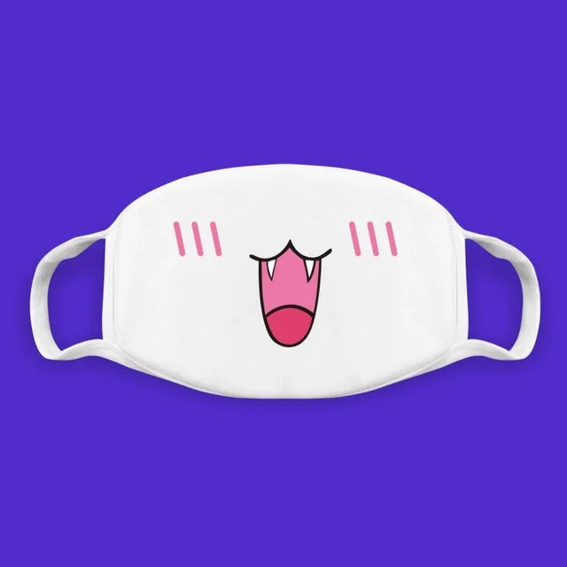 Super Cute Expression Smile Breathable Mouth Face Mask For Korean Black Kpop Unisex Kawaii Face Mouth Muffle Mask Cotton Anime