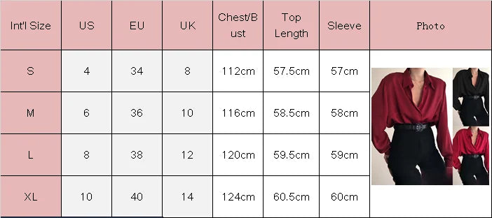 Women Button Blouses Turn Down Collar Shirts Office Lady Long Sleeve Casual Blouse Loose OL Shirt Baggy Tops Red/Wine Red /Black