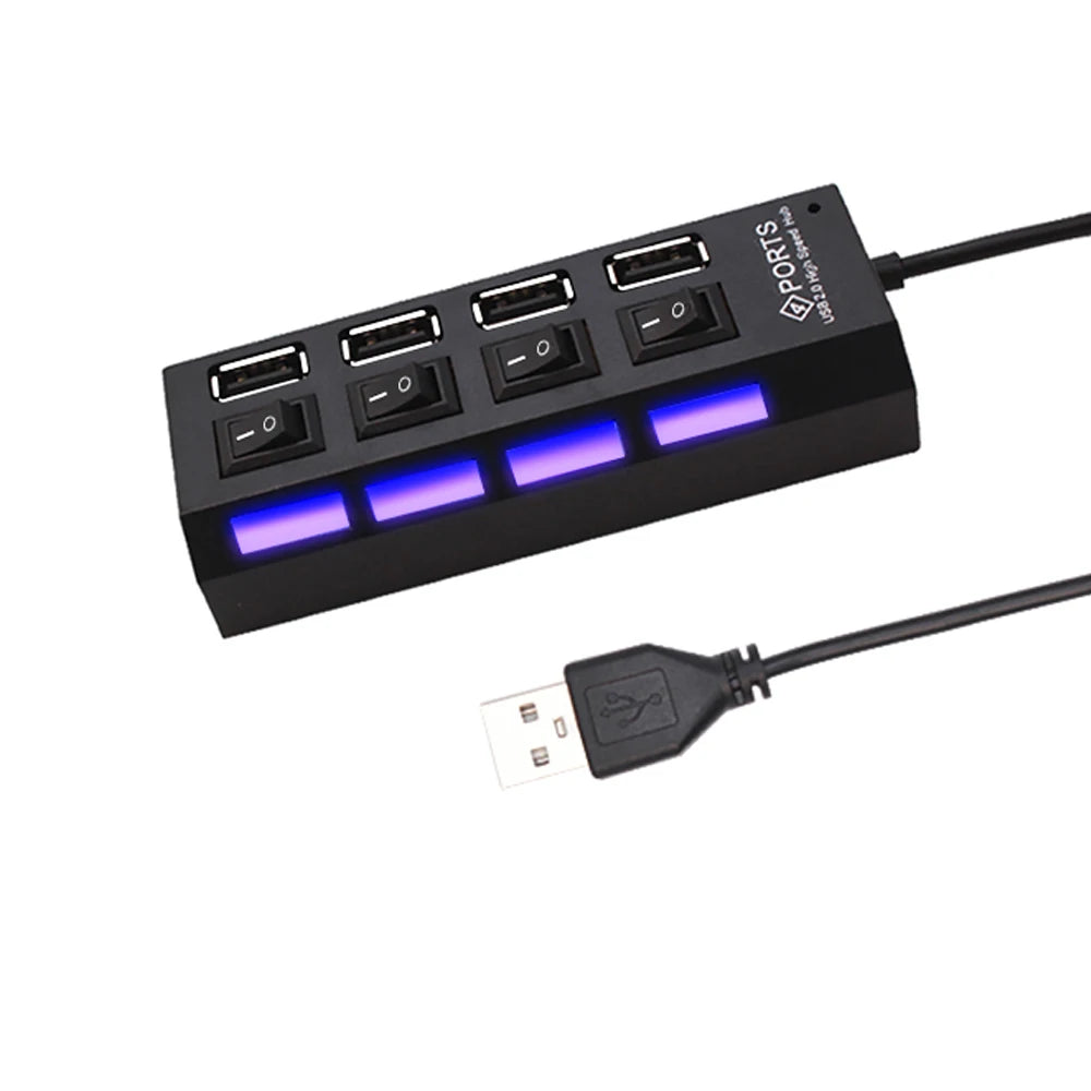 USB 2.0 Hub with Power Adapter and Switch