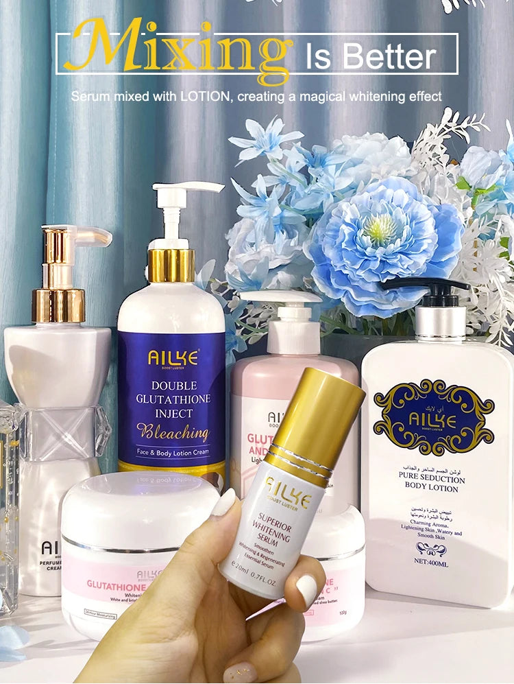 AILKE Brightening Skin Care Set, With Vitamin C, Glutathione, Deep Moisturizing, Smooth Soft Skin, Improve Skin Radiance