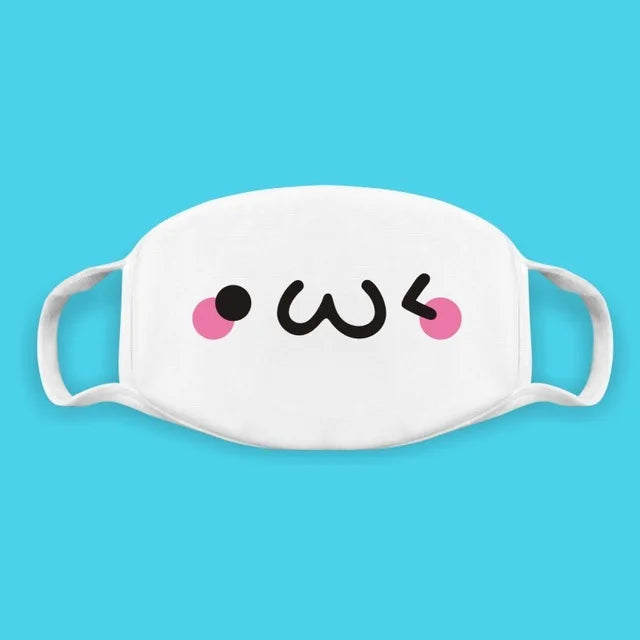 Super Cute Expression Smile Breathable Mouth Face Mask For Korean Black Kpop Unisex Kawaii Face Mouth Muffle Mask Cotton Anime