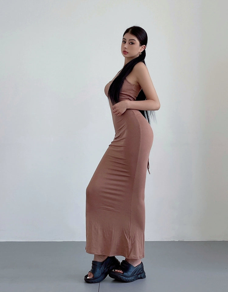 Liviahome American Style Sexy Lace-up Backless Slip Dress Long Dress Women's Sexy Slim Fit Slimming Sheath Mermaid Dress