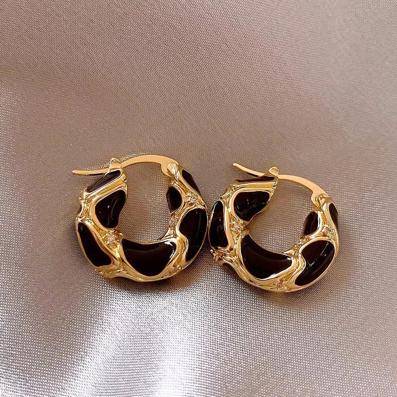 Gold Plated Enamel Hoop Earrings