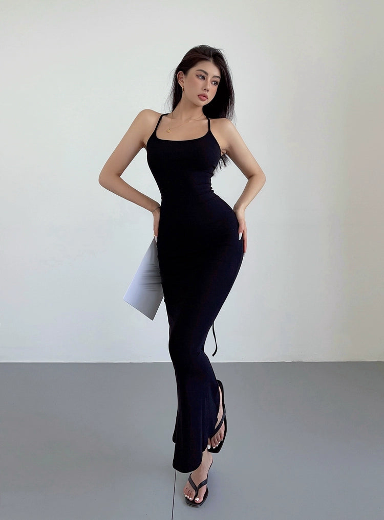 Liviahome American Style Sexy Lace-up Backless Slip Dress Long Dress Women's Sexy Slim Fit Slimming Sheath Mermaid Dress