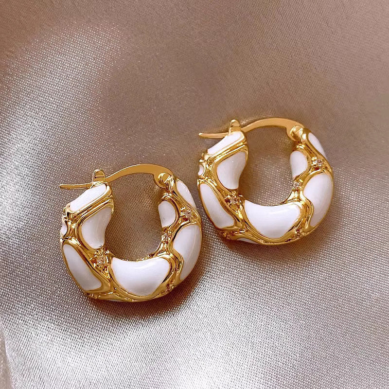 Gold Plated Enamel Hoop Earrings