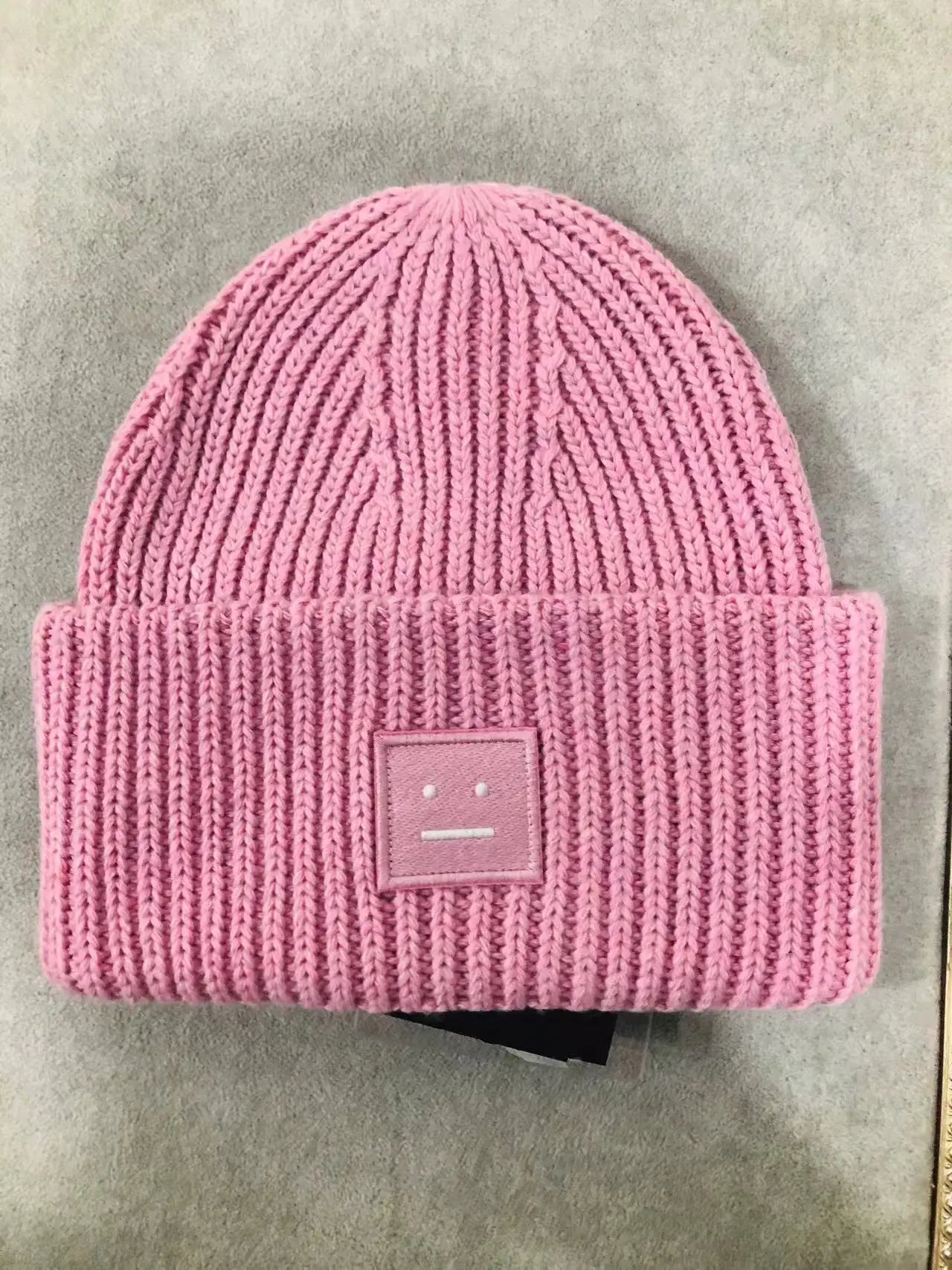 2025Warm and Cozy Knitted Beanie with Square Labels - Scandinavian Style Wool Cold Weather Hat