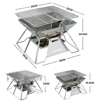 Stainless Steel Folding Grill Fire Pit & Camping Stove