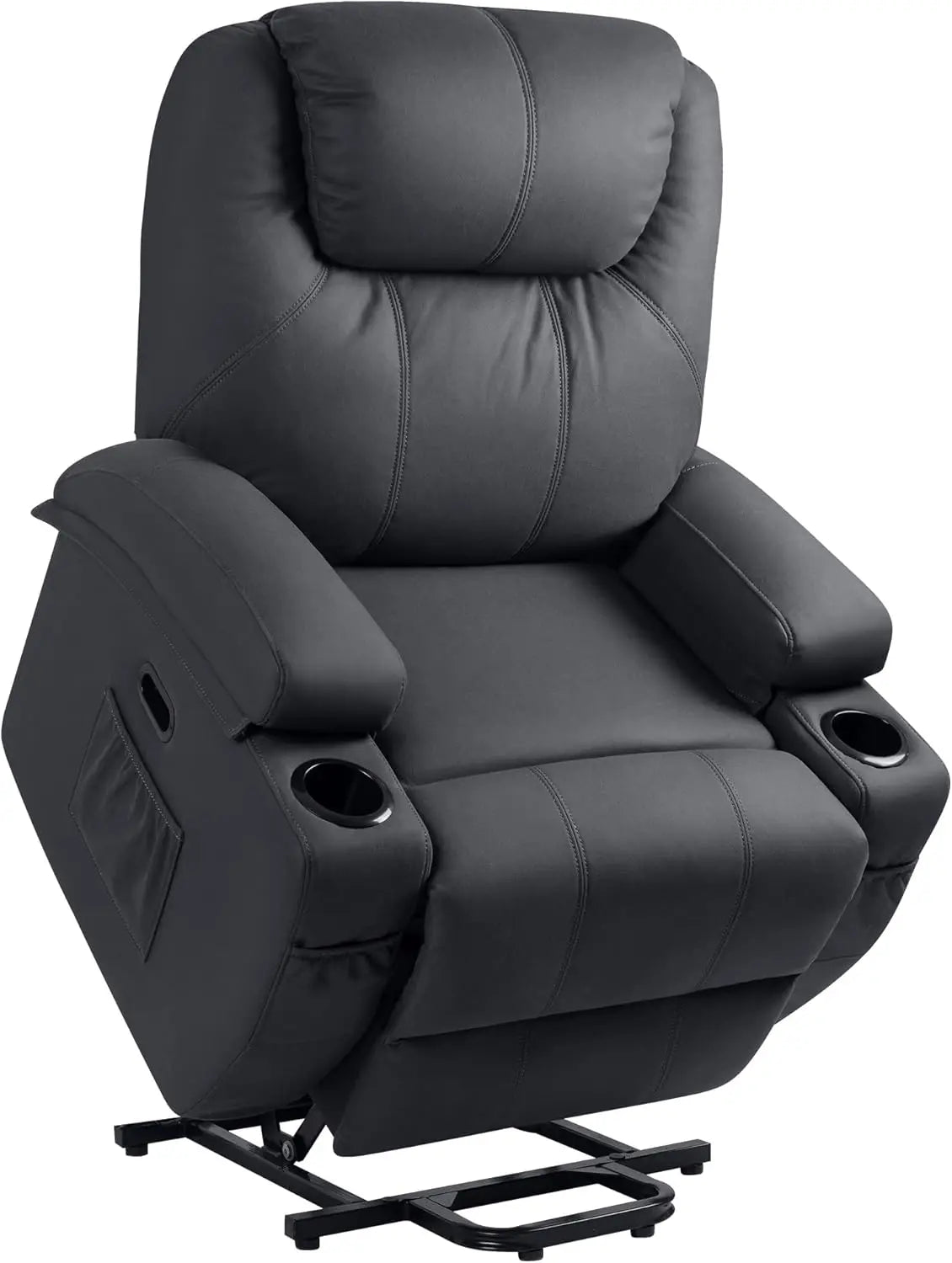 Power Lift Recliner Sofas with Massage, Ergonomic Lounge Chair Classic Single Sofa with 2 Cup Holders Side Pockets Theater Seat