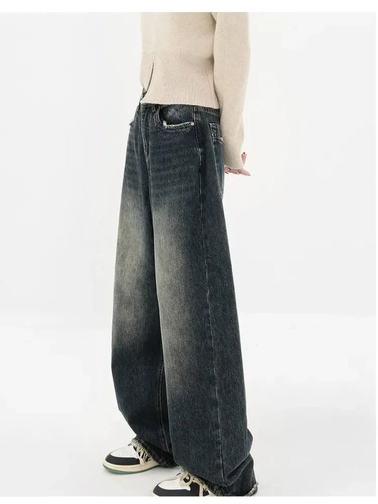 Women's High Waist Wide Leg Denim Trousers