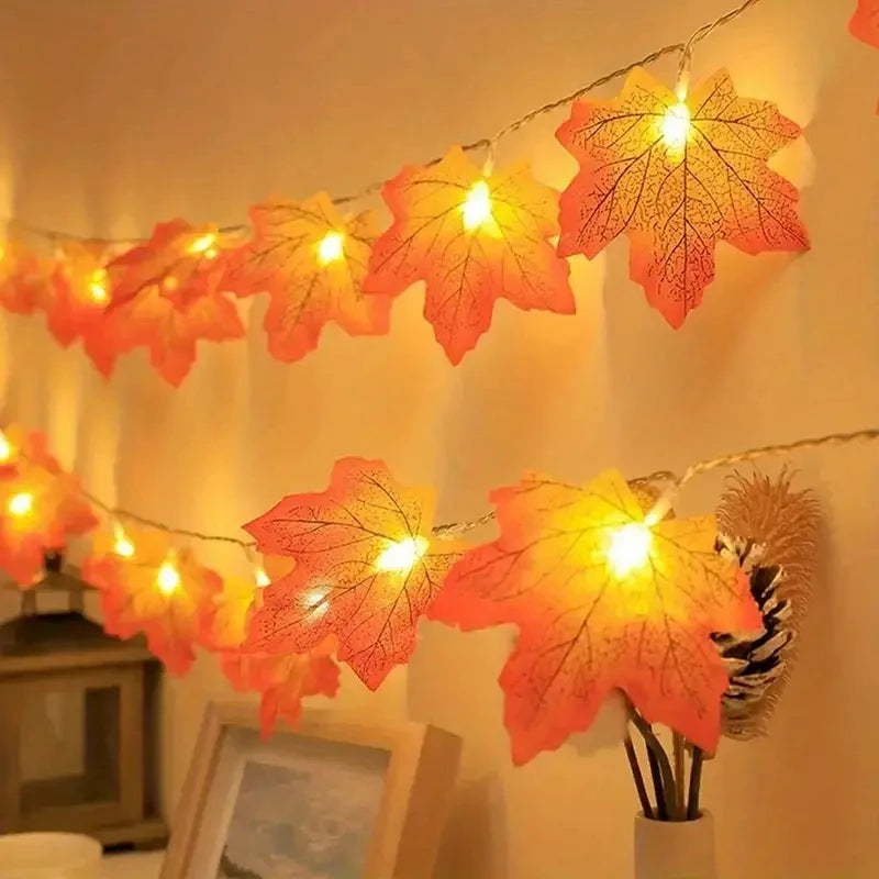 LED Maple Leaf String Lights Battery Powered