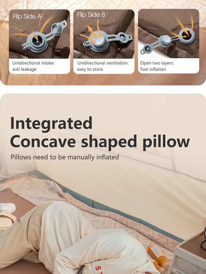 BISINNA Outdoor Self-inflating Mattress Camping Inflatable Sleeping Pad Splicable Ultralight Air Mat for Travel Hiking Picnic