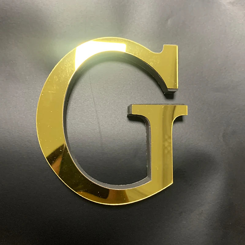 Gold English Letters Mirror 3D Wall Sticker Home Decoration Festival Party Wedding Decor Acrylic Mural Peel & Stick Wallpaper