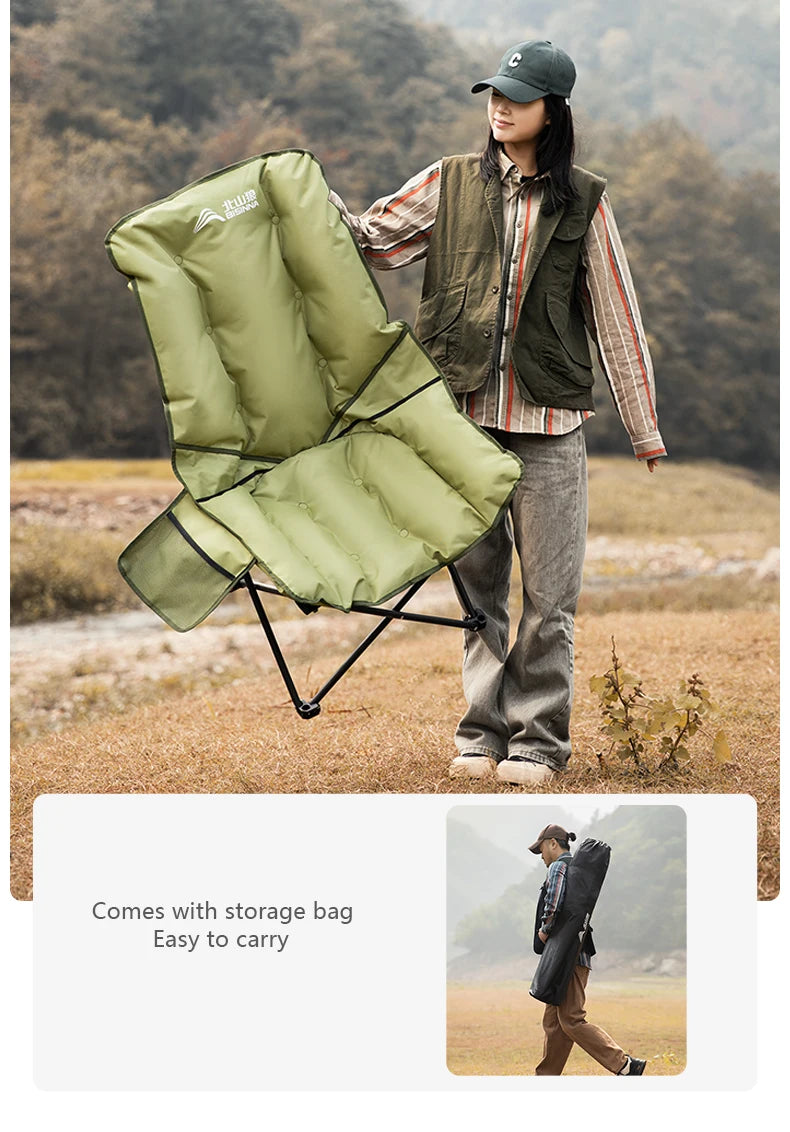 BISINNA Portable Camping Moon Chair High Back Folding Chair Backrest Adjustable Outdoor Leisure Hiking Fishing Picnic