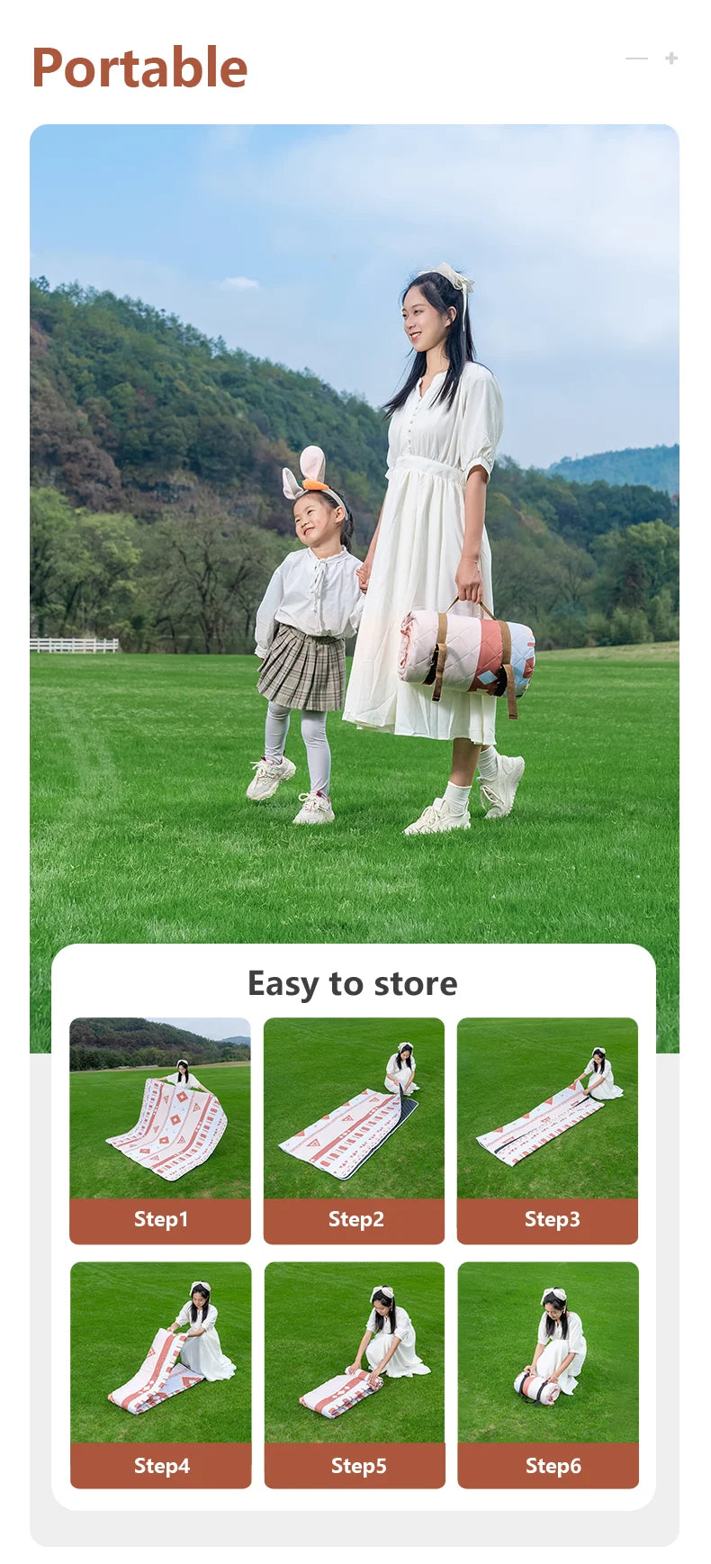 BISINNA Ultrasonic Technology Camping Picnic Mat Outdoor Folding Portable Thick Machine Washable Home Park