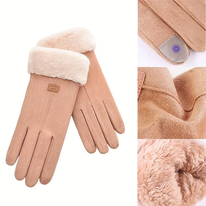 Women’s Winter Thick Plush Leather Gloves