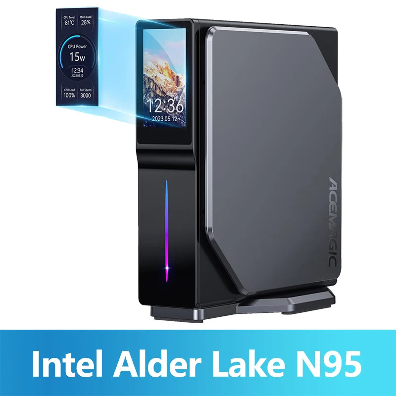 ACEMAGIC S1 Mini PC Gamer Windows 11 Intel 12th Alder Lake N100 DDR4 16GB 512GB WIFI5 ,Bluetooth 4.2 VGA Gaming Computer