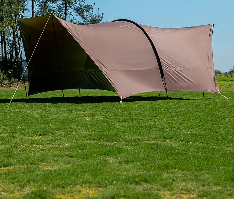 BISINNA Outdoor Camping Folding Portable Tunnel Large Canopy Coated with Silver Sunblock Shade Camping Rain and Wind